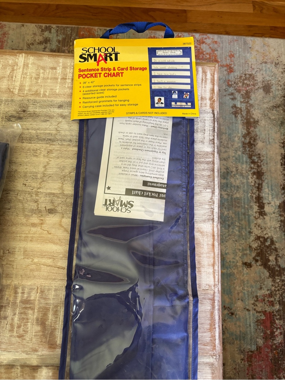 Blue Pocket Chart with Clear Pockets and Handle